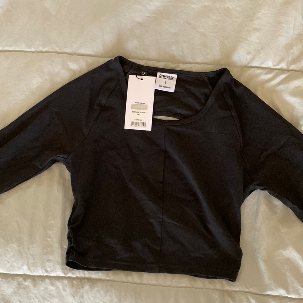 Gymshark Whitney Long Sleeve Crop Top- Black / Small